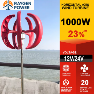 1000W Vertical Wind Turbine 12v 24V Vertical Axis Wind Generator VAWT Small Windmill Free Energy