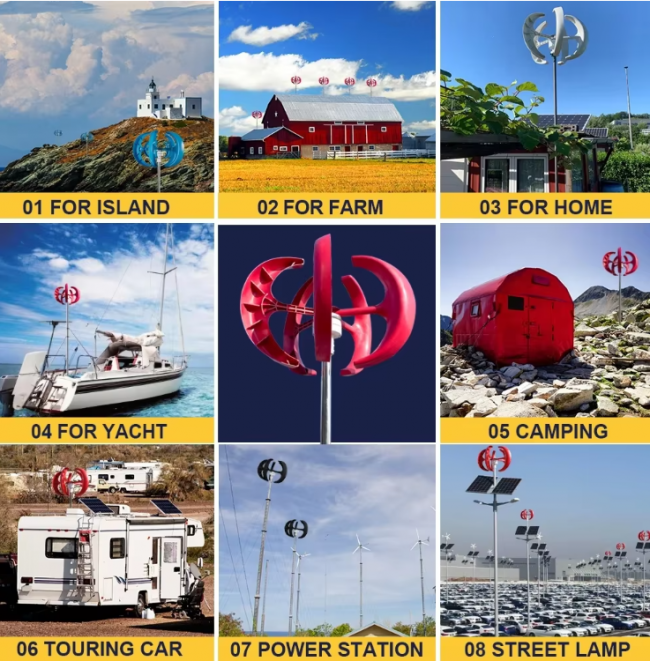 1000W Vertical Wind Turbine 12v 24V Vertical Axis Wind Generator VAWT Small Windmill Free Energy - Image 4