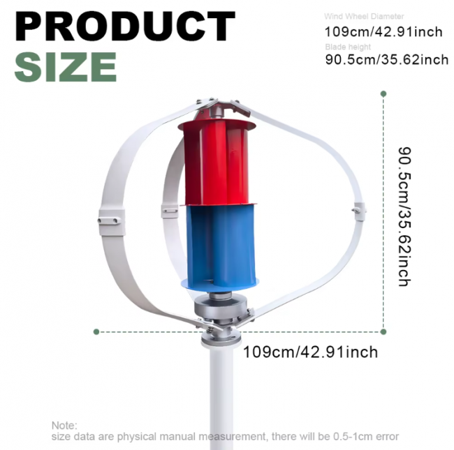 5KW Vertical Axis Maglev Wind Turbine 3 Blades Free Energy Household Windmill Low Speed - Image 4