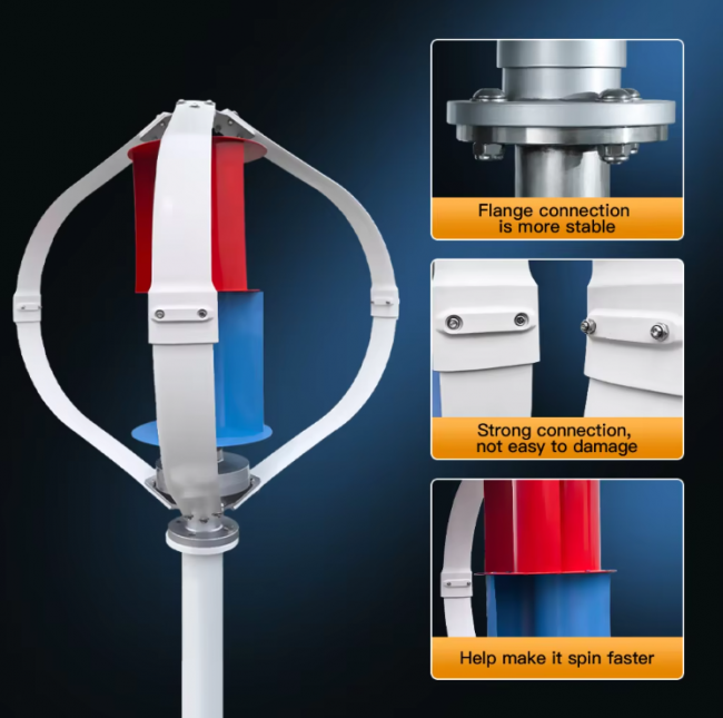 5KW Vertical Axis Maglev Wind Turbine 3 Blades Free Energy Household Windmill Low Speed - Image 5