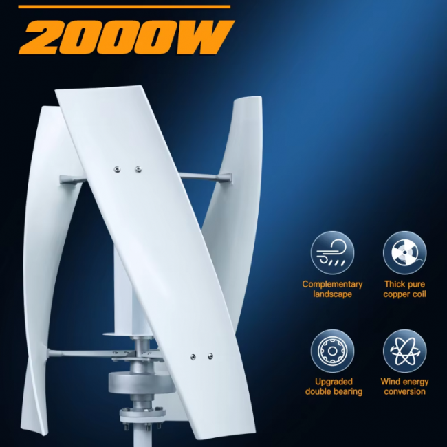 Wind Turbine 2000W Vertical Generator Permanent Magnet Suspension Low Wind Start Household 220V - Image 2