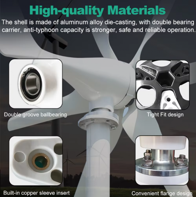 6kwh Horizontal Wind Turbine 12V 24V 48V For Household 220V - Image 2