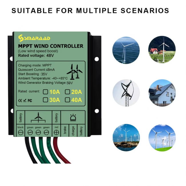 MPPT Wind Turbine Charge Controller 40A Low Wind Speed Regulator Voltage Boost 12V 24V 48V System Waterproof - Image 7