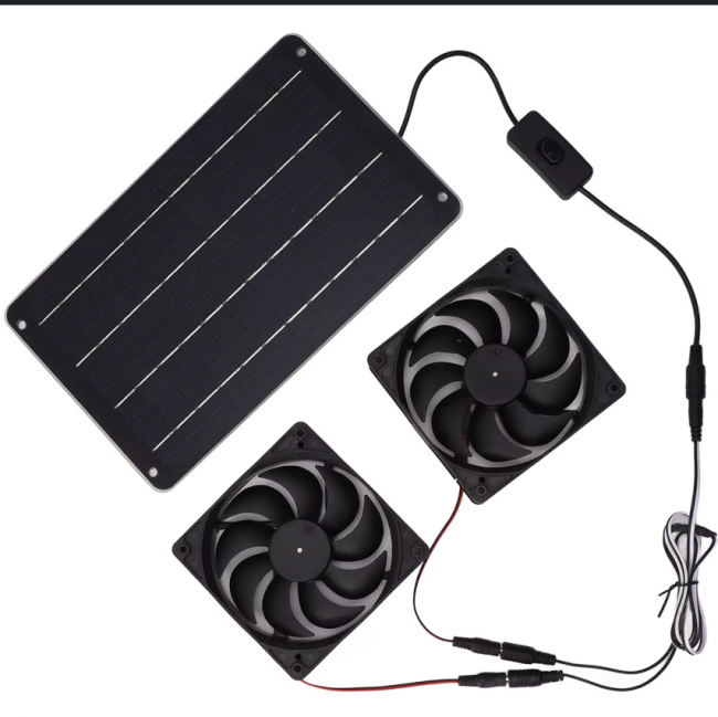20W Solar Fan 20W Solar Powered Fan 12V Efficient Energy Saving Solar Panel Fan Kit with Switch for RV Greenhouse Pet Home - Image 5
