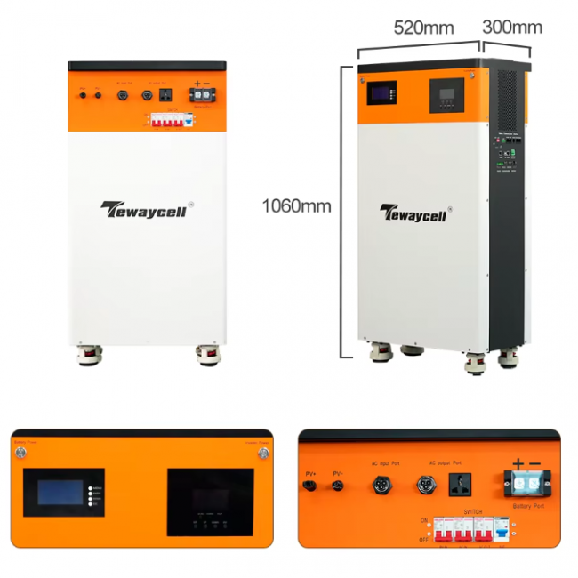 Tewaycell All in One 48V 300Ah 15KWh Powerwall 51.2V LiFePO4 Battery Built-in 5KW Inverter ESS Solar Energy System - Image 2