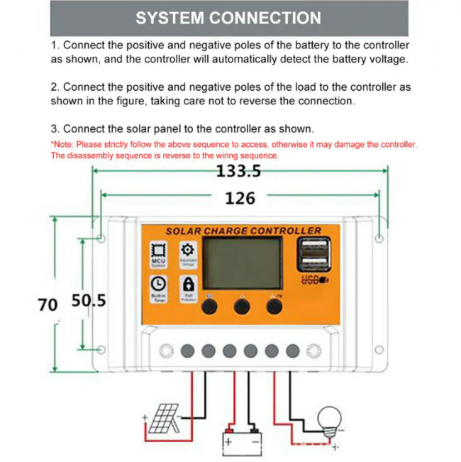 MPPT Solar Charge Controller 30A 50A 100A Solar Controller Solar Panel Battery Regulator Dual USB 5V LCD Display - Image 4