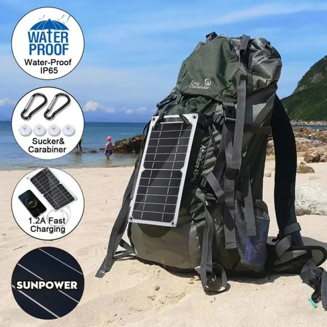 Wholesale Solar Panel 1-14pcs USB Waterproof Outdoor Hiking Camping Portable Battery Mobile Phone Charging Bank Charging Panel - Image 2