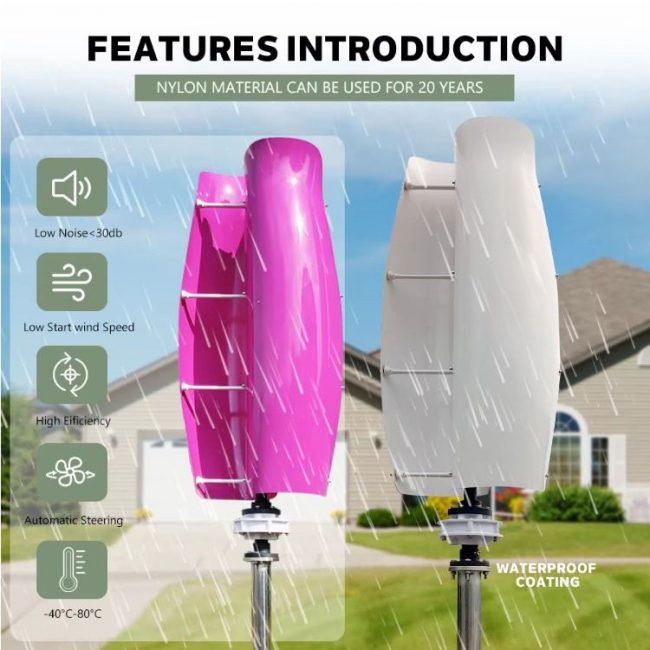 2000W Vertical Wind Turbine Power Plant System with Low RPM Magnetic Suspension Technology