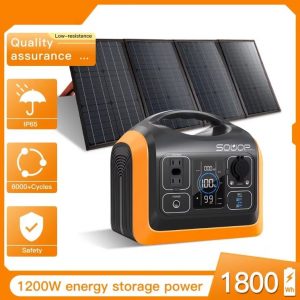 1200W LifePo4 Power Station Solar Generator Camping Portable Energy Storage System Fishing RV Outdoor UPS with Solar Panel