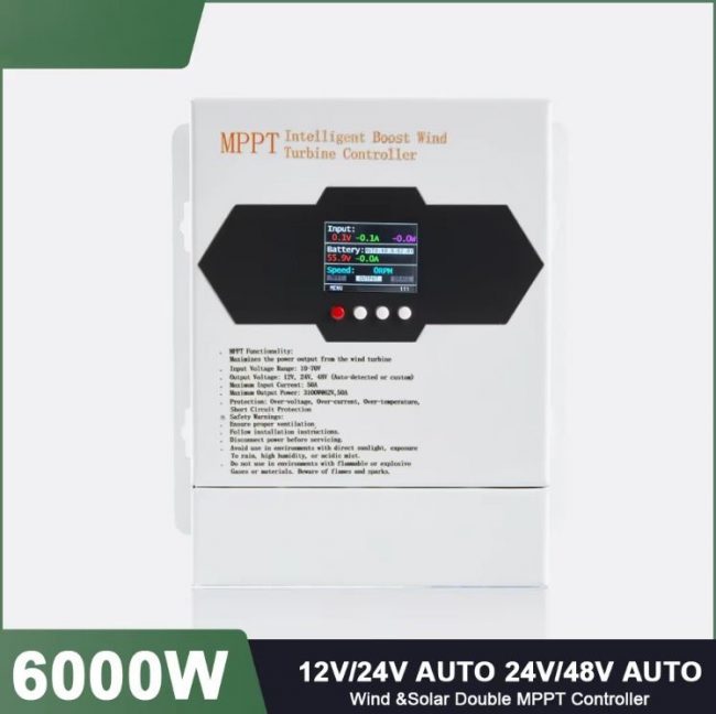 6000W Wind Turbine Controller 12V/24V with LCD Display for Wind Energy System Maximum Voltage 120V - Renewable Energy Management